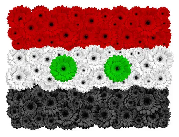 UAE National Day flag made with Black Rose, Green Rose, White Rose & red Rose