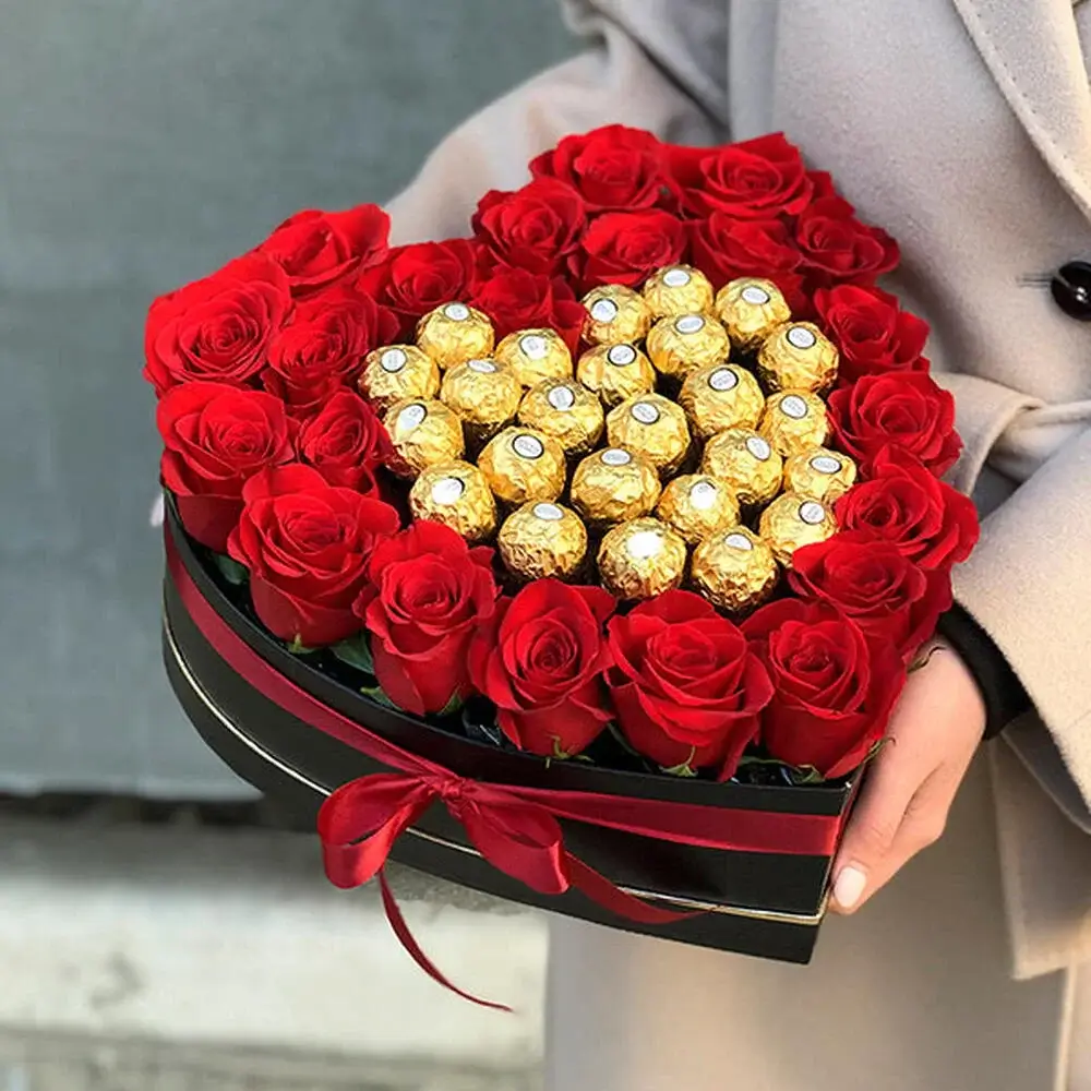 Roses and Rocher Heart Box
